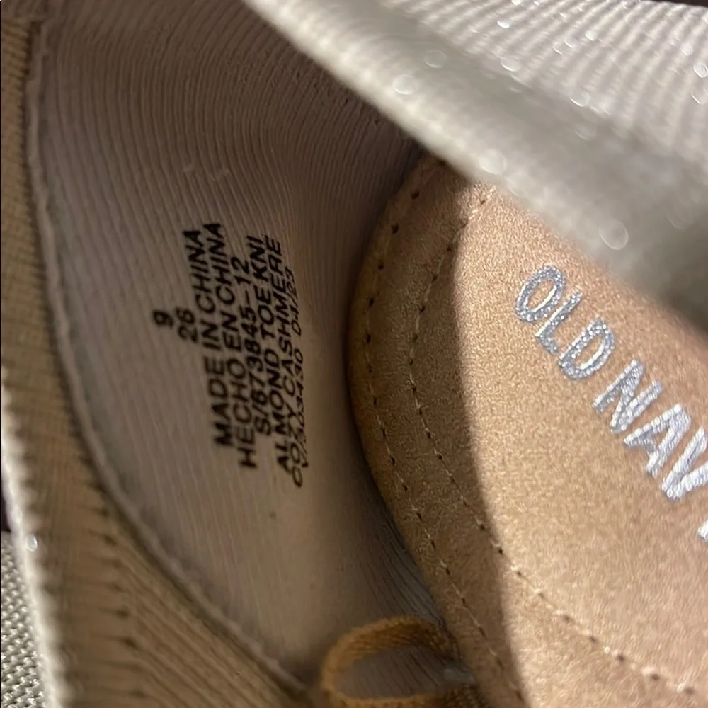 Old Navy Cream Loafers with Textured Fabric and Rounded‎ Toe